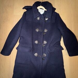 Brooks Brothers Navy Wool Hooded Toggle Coat
